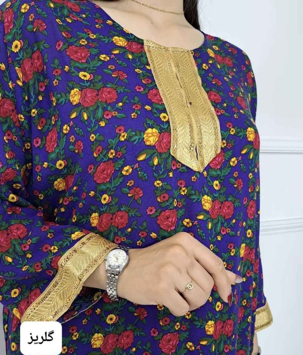 پیراهن نخی گل ریز