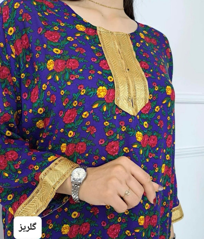 پیراهن نخی گل ریز